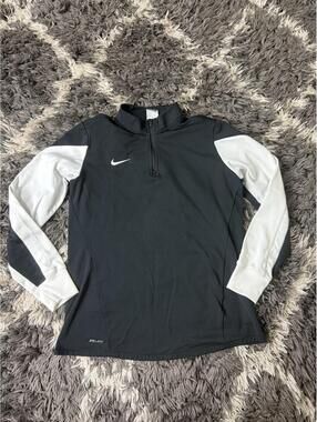 Nike Soccer Dri Fit 1/4 Zip Jacket Women’s Large Black White Full Zip Futbol